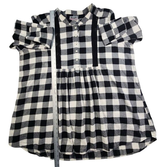 Vintage Wrangler Flannel Tunic Dress Babydoll 3XL Buffalo Plaid Crochet Western - Picture 10 of 13